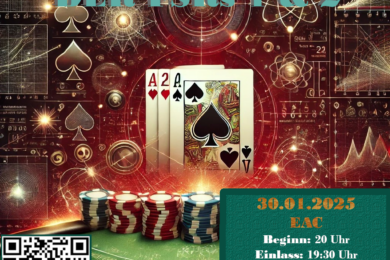 Pokerturnier der FSRs 1&2 am 30.01.2025 um 20 Uhr im EAC (Einlass um 19:30 Uhr), vorherige Anmeldung auf der Seite des EAC